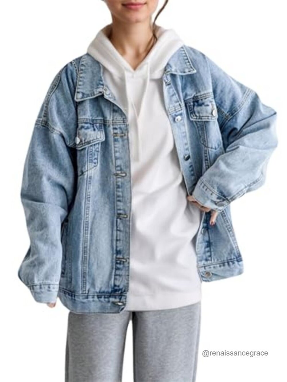 Oversized Denim Jacket Women Loose Boyfriend Trucker Coat